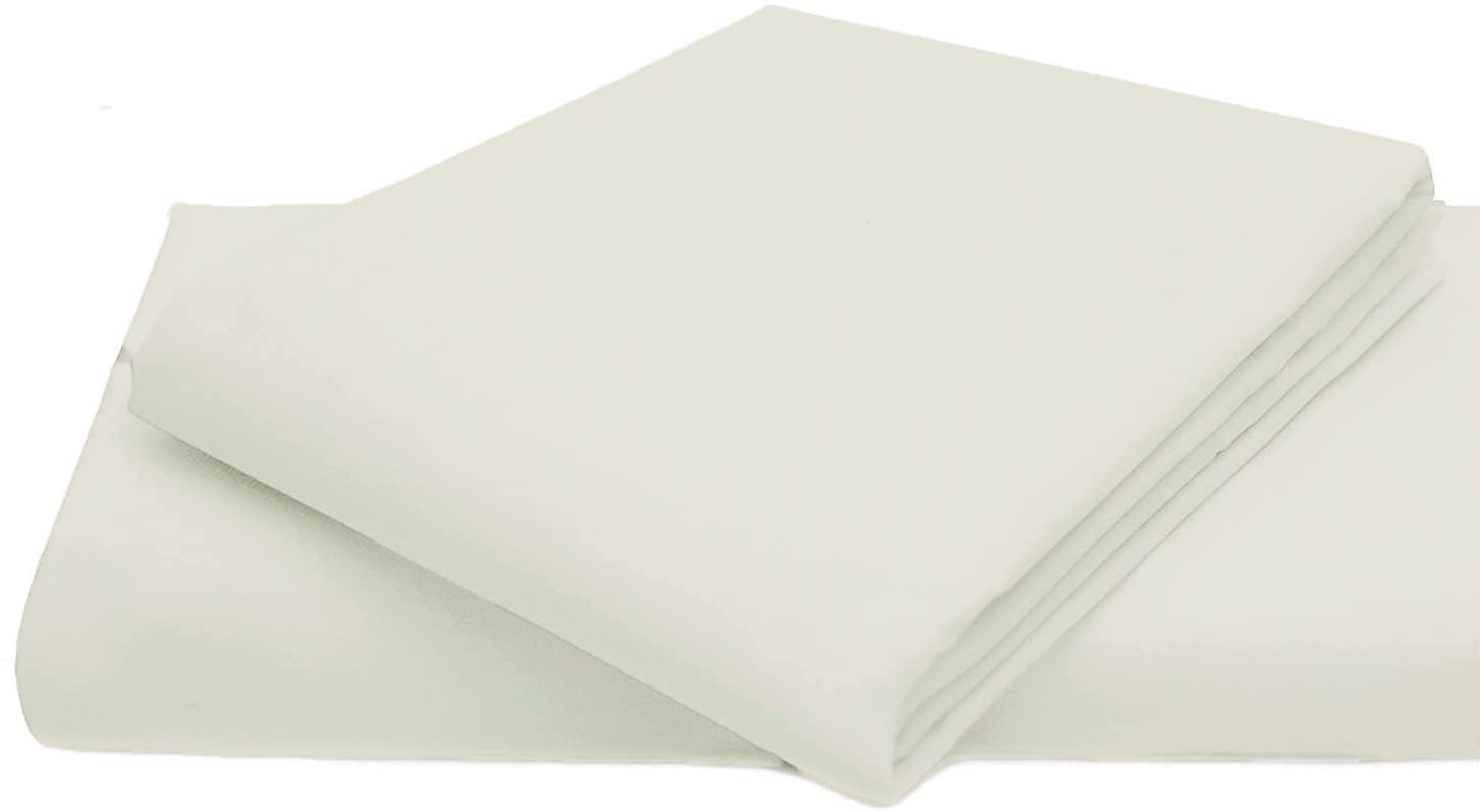 Comfy Nights PolyCotton Plain Dyed Flat Sheet Or Pillow Pair, Double - Cream