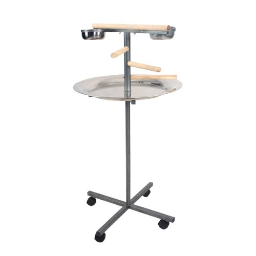 A&E Cage 24″x24″x45″ Round Play Stand with Wooden Steps Metal