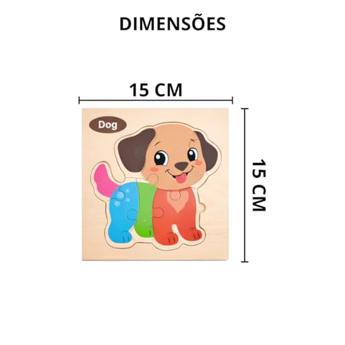 Kit 4 Quebra-Cabeças de Madeira Infantil Montessori | Brinquedo Educativo de Encaixe com Animais | Coordenação Motora e Aprendizado para Crianças 2 a 4 Anos (ANIMAIS)