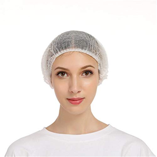 lehao 100 Pcs Disposable Strip Caps Universal Dust Strip Caps Hair Net Service Food Baking Makeup Hat,White