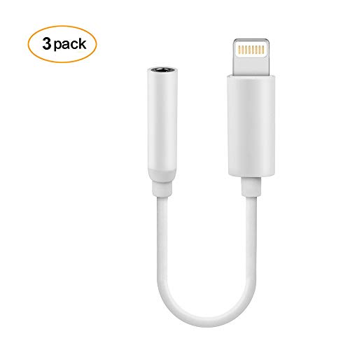 [3 Pack] iPhone Headphone Adapter, LEDitBe Compatible with iPhone X/Xs/Xs Max/XR/8/8Plus/7/7Plus Adapter Headphone Jack, to 3.5 mm iPhone Headphone Adapter Jack Compatible with iOS 11/12