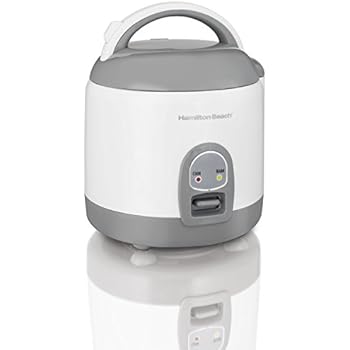Hamilton Beach Mini Rice Cooker & Food Steamer, 8 Cups Cooked (4 Uncooked), With Steam & Rinse Basket, White (37508)