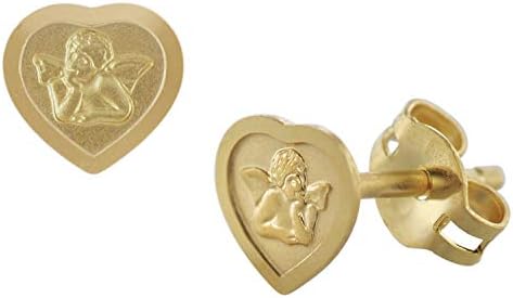 Heart Earrings with Cupid Gold 585 08822