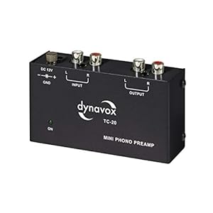 Dynavox TC-20 Phono-voorversterker, compacte aluminium behuizing, voor platenspeler met MM-bemonsteringssystemen, zwart