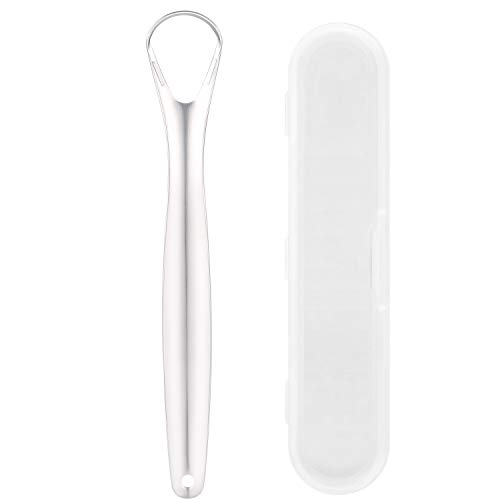 Tounge Scraper Cleaner, Surgical Stainless Steel Tongue Scrapers for Adults Kids, Bad Breath Treatment, Metal Dental Scraper for Fresh Breath, Reusable with Handy Carrying Store Case by NanTuYo