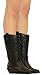 MVE Shoes Women's Western Cowboy Pointed Toe Knee High Pull On Tabs Boots Black 7.5