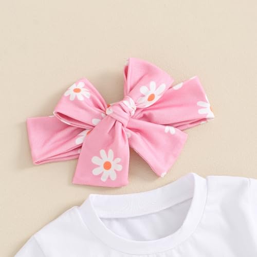 TODDLER BABY GIRL CLOTHES SHORT SLEEVE LETTER PRINT T-SHIRT TOPS FLOWER FLARE PANTS 3PCS BELL BOTTOMS OUTFITS (PINK, 2-3 YEARS)