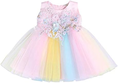 FBGood Baby Girls Tutu Dress Rainbow Princess Dresses Toddler Romper Outfits Newborn Summer Children's Birthday Pageant Sundresses