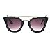 Womens Squared Double Metal Bridge Thick Plastic Cat Eye Sunglasses Black