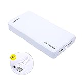 Skyvast 20000mAh Wallet-Style Portable Power Bank External Battery Pack for iPhone, iPad, Samsung Galaxy, USB-enabled Devices [Dual Smart USB Ports/LED Flashlight/Micro-USB Cable Included] (White)