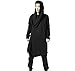 Men's Black Long Hooded Cardigan Large Cape Cloak Coat