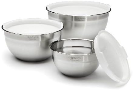 Cuisinart CTG-00-SMB Stainless Steel Mixing Bowls with Lids, Set of 3