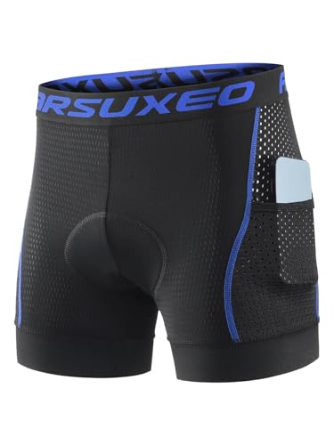 ARSUXEO Cycling Underwear Men With Pockets 4D Padded Bike Shorts M Blue at Amazon