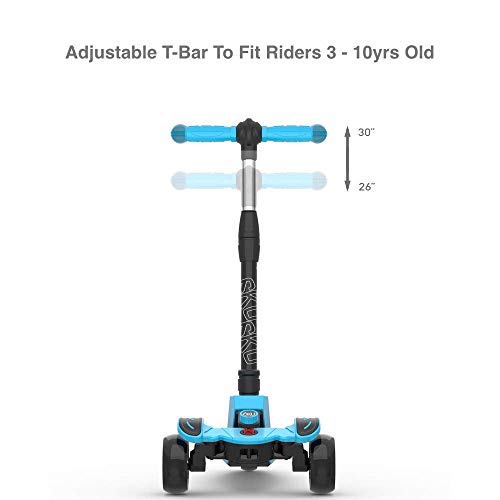 6KU Kids Kick Scooter with Adjustable Height, Lean to Steer, Flashing Wheels for Children 3-8 Years Old Blue (Renewed) - Thumbnail 4