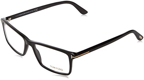 TOM FORD Men's TF 5408 001 Black Clear Rectangular Eyeglasses 56mm, Shiny Black, Shiny Rose Gold "T" Logo, 56/16/145 - Thumbnail 5