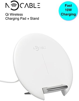 iPhone Samsung Wireless Charger, NOCABLE 10W Fast Qi Wireless Charging Pad Stand for Galaxy S9 Plus/S8 Plus/S7 Edge, Note 8/7, 7.5W Quick Charge for iPhone X/8 Plus (White, Adjustable Angle)