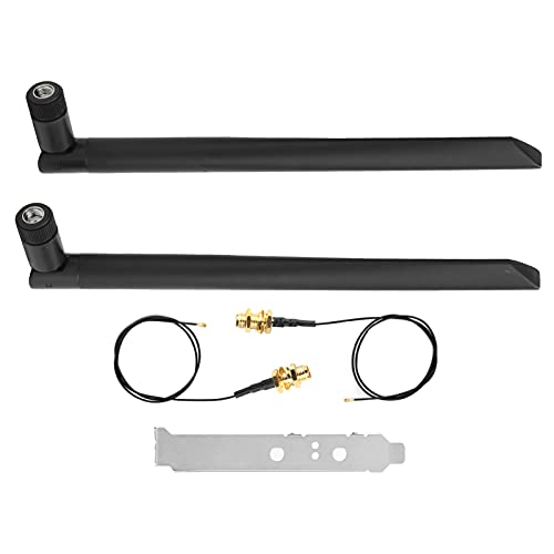 8DB SMA Antenna Kit with to SMA Cables, Metal Baffle, NGFF M.2 Wireless WiFi Card Connection, 2Pcs to SMA Cable 30cm, 2Pcs 8DB Antenna, Omnidirectional