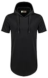 Yingkis Men's Hipster Hip Hop Asymmetric T-Shirt Short Sleeve Side Zipper Hooded Pullover Tshirts