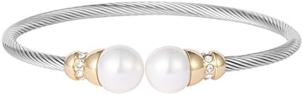 Stainless Steel Bangles for Women Fashion Shell Pearl Wedding Jewelry Valentine Gifts