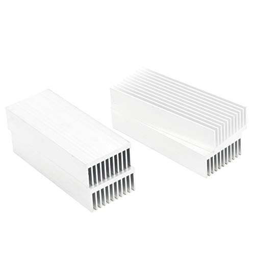 Senmod 4pcs Sliver Tone Aluminum Chipset Heatsink, 100x40x20mm Heat Sink Cooling Fin for High Power Amplifier Transistor Semiconductor