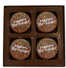 Chocolate Works Happy Birthday Chocolate Covered OREO Cookies, 4-Piece Gift Box