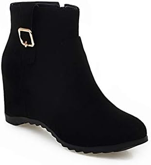 [ドドシューズ] ショートブーツ レディース 編み上げ 厚底 太ヒール 疲れにくい 美脚 ウェッジヒール スエード ブラック ミドル丈 歩きやすい 秋冬 軽い 滑り止め 女性用 靴 黒 赤 紺 22cm 22.5cm 23cm