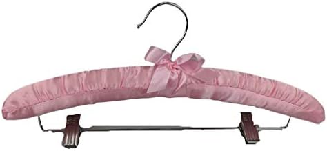Pink Satin Padded Combination Hangers (with Bar and Non-Abrasive Clips) (Set of 100)