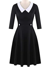 YATHON - Vestido de mujer estilo vintage con cuello de Peter Pan, vestido casual