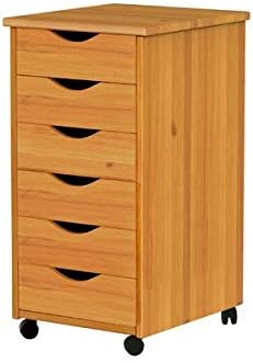 Amazon Com Pine Lateral Filing Cabinet With Removeble Drawers 6 Drawer Mobile Storage Chest Brown Kitchen Dining