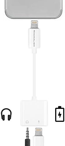 2in1 Lightning Adapter for iPhone IOS 10.2.1,MINIMALISM Lightning Charger and 3.5mm Earphone Cable Adapter [No Music Control] one piec for iPhone 7/7 Plus/6s/6/5s/5 -White
