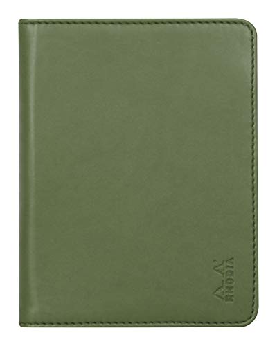 RHODIA 212003C - Rhodiarama N°12 Sage Clipboard and Document Holder Booklet - for B7 Format Notepads or Notebooks (8.5x12 cm) - Premium Italian Faux Leather - Rhodiarama Collection