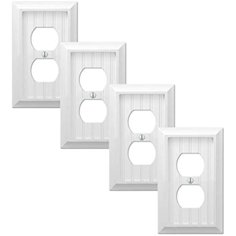 Value 4-Pack Duplex Outlet Wall Plate Decorative Cottage White Wood Wallplate | eBay