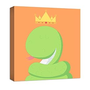 Green Snake Painting Artwork for Home Framed for Kids