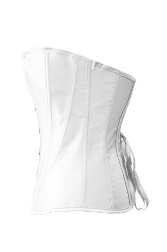 Chicastic-Black-Satin-Sexy-Strong-Boned-Corset-Lace-Up-Bustier-Top-Also-White-Red