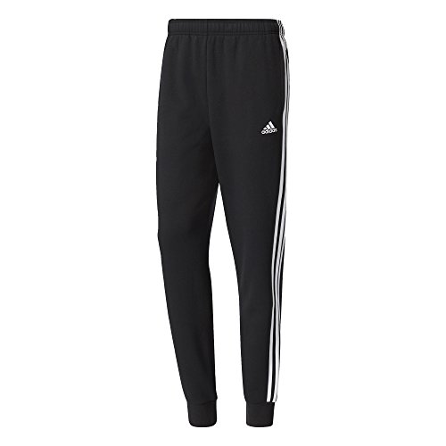 adidas Men's Essentials 3-Stripe Jogger Pants, Black/White, Large