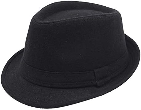 Men's Classic Manhattan Structured Wool Felt Trilby Fedora Hat with Band