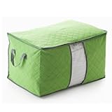 Domire Quilt Cloth Blanket Fabric Storage Organizer Bag Transparent Window Bamboo Charcoal Box (Green)