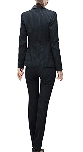 Women's Three Pieces Office Lady Stripe Blazer Business Suit Set Women Suits Work Skirt/Pant,Vest Jacket (BlackKZ-9006, M)