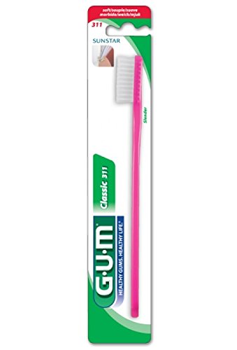 Sunstar GUM 311 Classic Toothbrush, 3 Row, Slender Head Size, Soft - Pack of 3