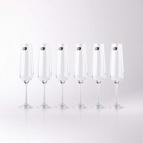 Crystal Champagne Flute (Set of 6), Elegant and Clear Rose Stemware, 100% Lead-Free - Made in Europe, 6.8 Ounces - Thumbnail 7