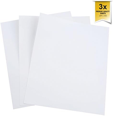 Heat Transfer Vinyl HTV or Heat Transfer Iron On 12x10" PU Sheets(3 pack) for T Shirts,Hats,Fabrics-Assorted colors-White,Black,Red,Green,Fluorescent Pink,Lemon Yellow,Gold-Best DIY Iron on Vinyl