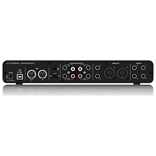 BEHRINGER UMC 404HD Audiophile 4X4 24-Bit/192 KHz USB Audio/Midi Interface with Midas Mic Preamplifiers Black