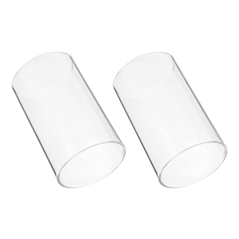 Veemoon Glass Candle Lampshade 2Pcs Transparent Cylinder Windproof Cover for Home Office Wedding Party Decorative Glass Cylinder Candle Holder 3.1X5.9 Inch