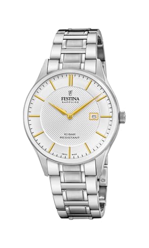 Swiss Made Reloj Hombre Analógico de Acero Inoxidable 316l Plateado