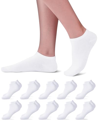 Niorasen Sneaker Socks Men Women 39-42 43-46, 10/20 Pairs Cotton Short Trainer Socks Half Socks, Black, White, Grey, 35-38, 47-50