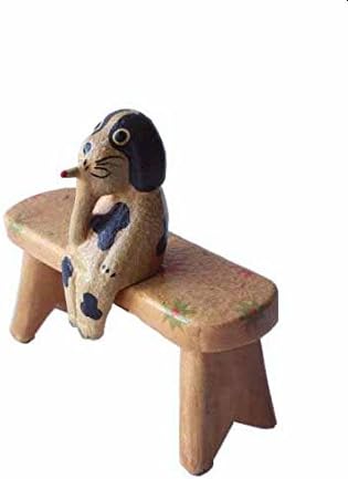 hand carved wood dog