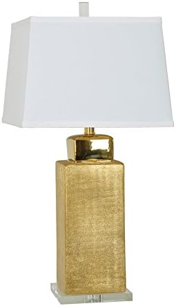 Golden Age Ceramic and Crystal Table Lamp 28 1/2 Inches Tall Gold Finish