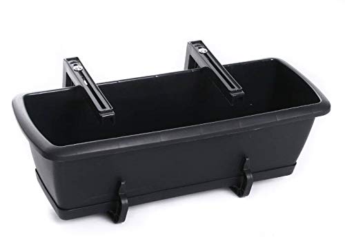 Blumentopf Blumenkasten Balkonkasten Pflanztopf mit Aufhängung und Untersetzer Robuster Kunststoff Geländerkasten Halterungen 40cm-90cm 6 Größen (400 Anthrazit) – Bild 7