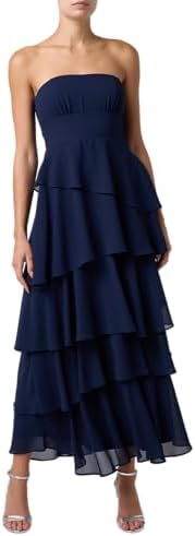 luxe strapless ruched bodice midi dress Lulus Women's Molly Ruched Bodice Strapless A-Line Midi Dress - Blue