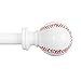 H.VERSAILTEX Single Window Treatment Rod Set with White and Red Baseball Finials, 3/4 - Inch Diameter, Adjustable Length